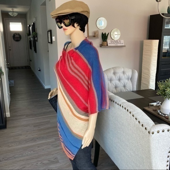 💋 Chaps knit poncho striped sweater cardigan - Picture 4 of 9